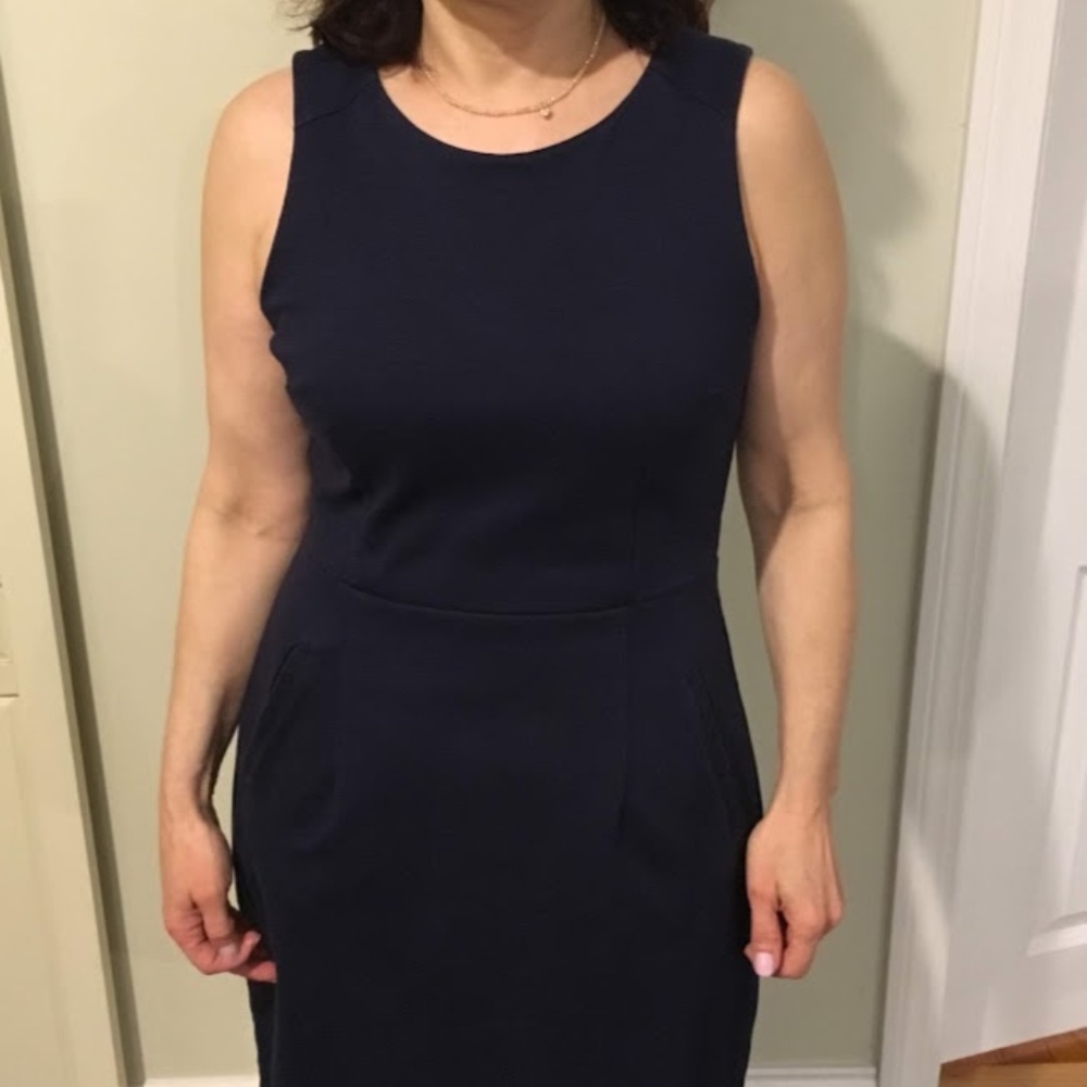 Navy Blue Sheath Style Dress